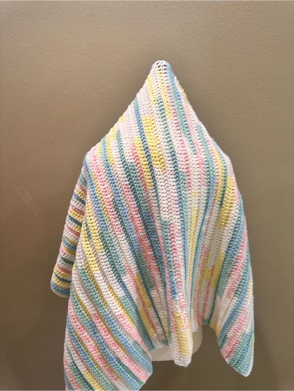 Pastel Multicolor Crochet Throw Blanket Hand Knit Homemade Baby Blanket - Picture 4 of 7
